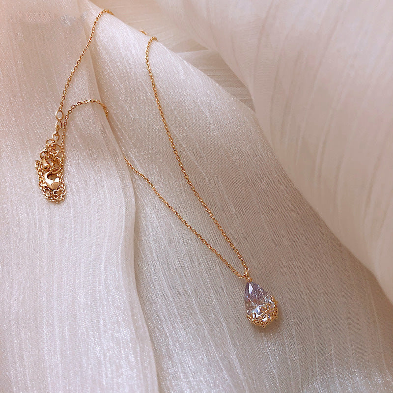 Crystal Water Drop Pendant Necklace Women