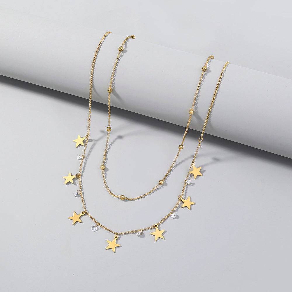 Personality, stars, Moon, multiple necklaces