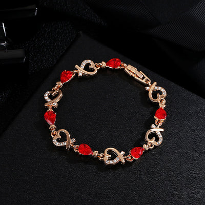 Hollow Love Bracelet With Rhinestones Fashion Temperament Heart-shaped Bracelet For Valentine's Day Gift