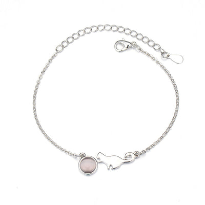 Fashion Ladies Cat Charm Bracelet Silver