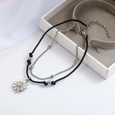 Sun Pendant Anklets Women New Stone Beads Shell Anklet