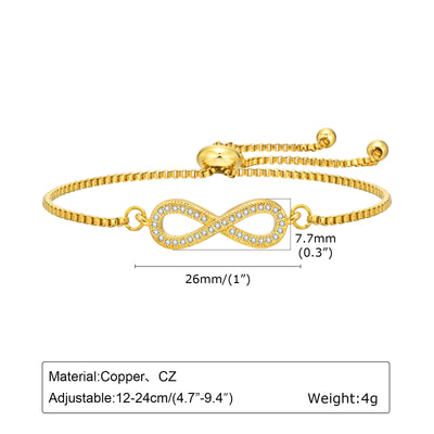 Adjustable Infinity Box Chain Double-layer Zircon Bracelet For Women