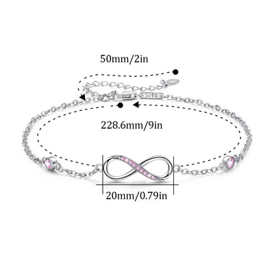 Sterling Silver Endless Love Symbol Anklet Charm Adjustable Chain Anklets For Women