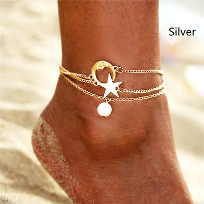 Simple Three-layer 3 Ankle Chain Metal Alloy Ornament Anklets Suit