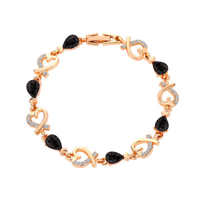 Hollow Love Bracelet With Rhinestones Fashion Temperament Heart-shaped Bracelet For Valentine's Day Gift