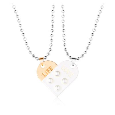 A Pair Of Simple Alloy Stitching Heart Necklaces