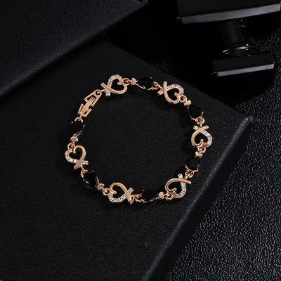 Hollow Love Bracelet With Rhinestones Fashion Temperament Heart-shaped Bracelet For Valentine's Day Gift