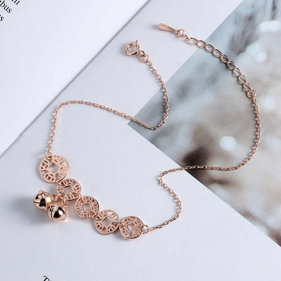 Rose Gold Bells Anklet Boho Stainless Steel Coin Charms Chain Anklets