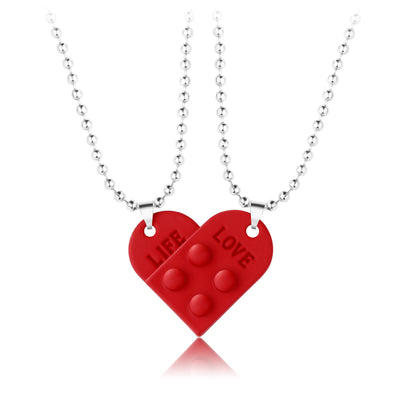 A Pair Of Simple Alloy Stitching Heart Necklaces