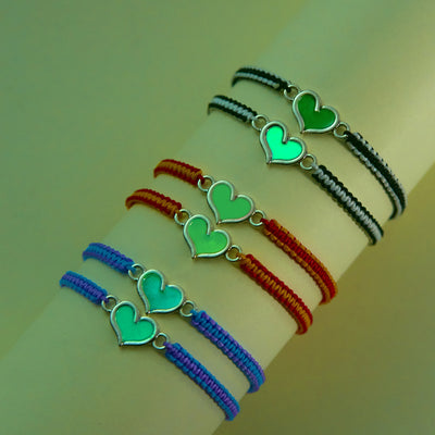 Simple Oil Dripping Luminous Love Woven Bracelet