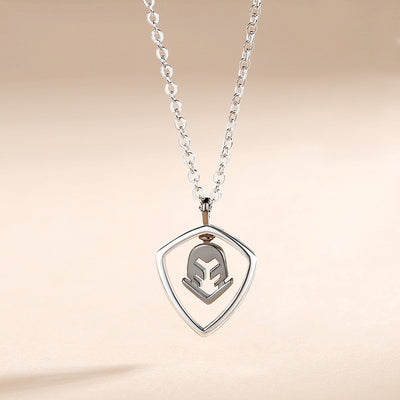 Simple Hollow Shield Crown Pendant For Men And Women A Pair Of Necklaces