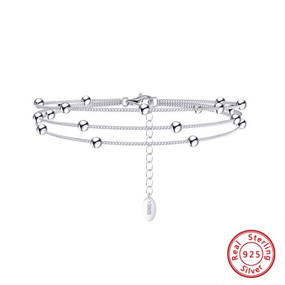 Simple Three-layer Rice Bead Bracelet Fashion Commuter 925 Silver