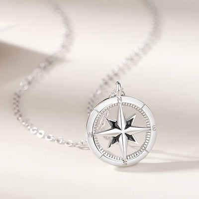 Pair Of Mansing Star Compass Couple Necklaces Sterling Silver