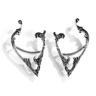 Punk Fairy Ear Cuff Earring Dark Elf Ear Clip No Piercing Earrings For Women Gothic Jewelry Silver Color Halloween Earcuff Party